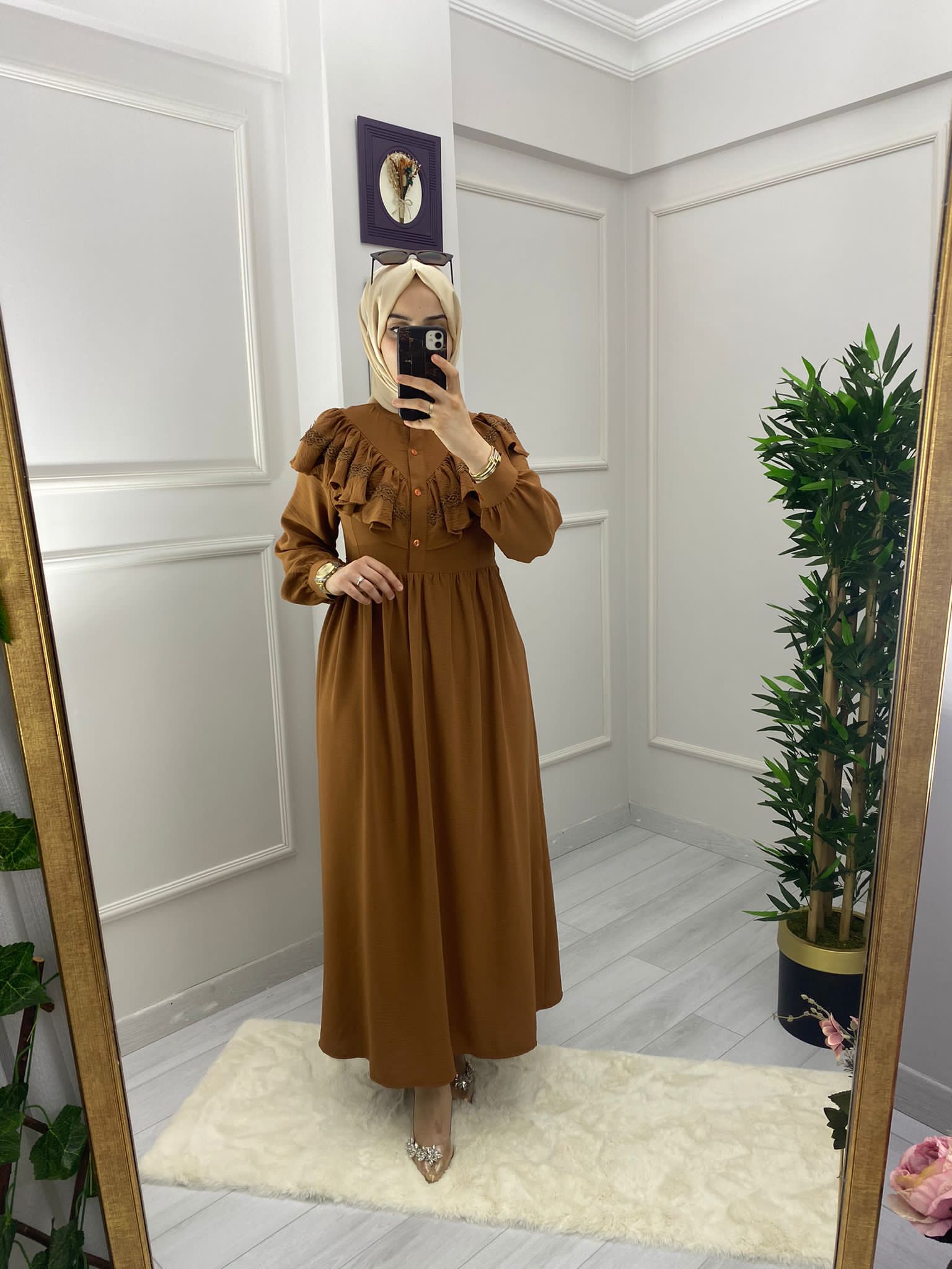 Ayrobin kumaş prenses elbise - Görsel 3