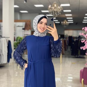 Medine ipeği Kolları payetli ferace