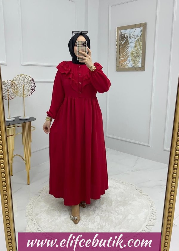 Ayrobin kumaş prenses elbise - Görsel 4