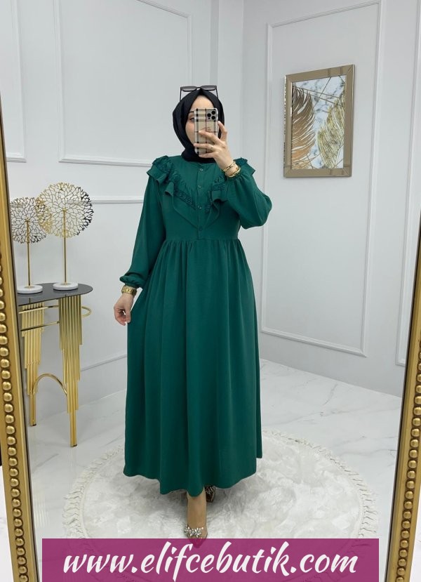 Ayrobin kumaş prenses elbise - Görsel 7