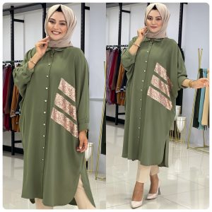 Ayrobin kumaş Payetli ışıl tunik