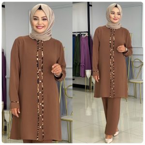 Ayrobin kumaş leopar şerit takım