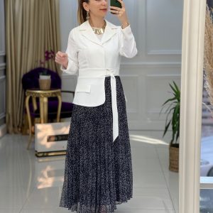 Krep kumaş fahriye elbise