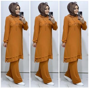 Keten Ayrobin tunik pantolon takım