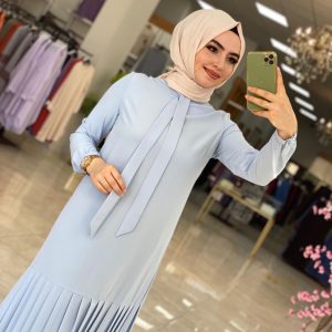 Krep kumaş Fulari Duru elbise