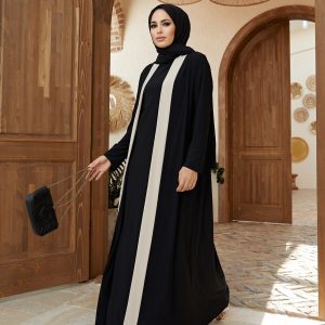 şeritli abaya ikili takım