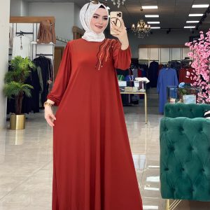 Ayrobin omuz boncuklu inci elbise