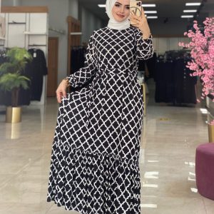 Sandy kumaş Dama desenli elbise