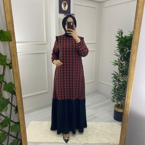 Büyük beden Ekose desenli elbise