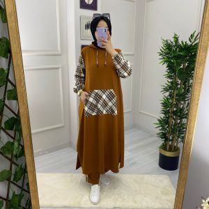 İki iplik kolları ekoseli melis takım