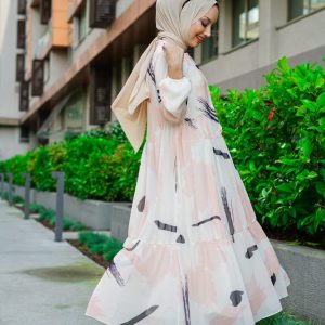 Baskılı şifon elbise