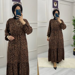 Belmando kumaş leopar elbise