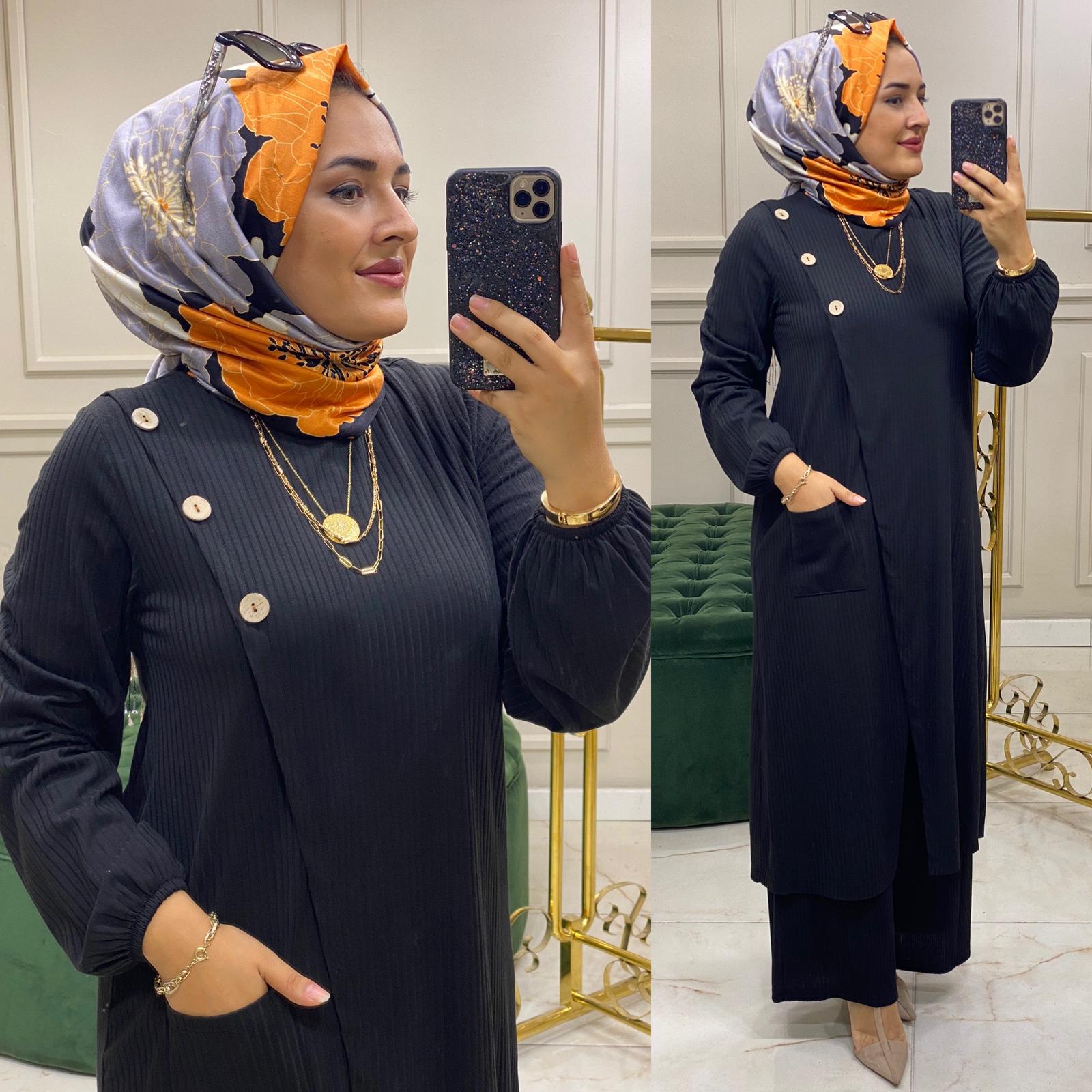 Fitili örme kumaş düğmeli takım - Görsel 9