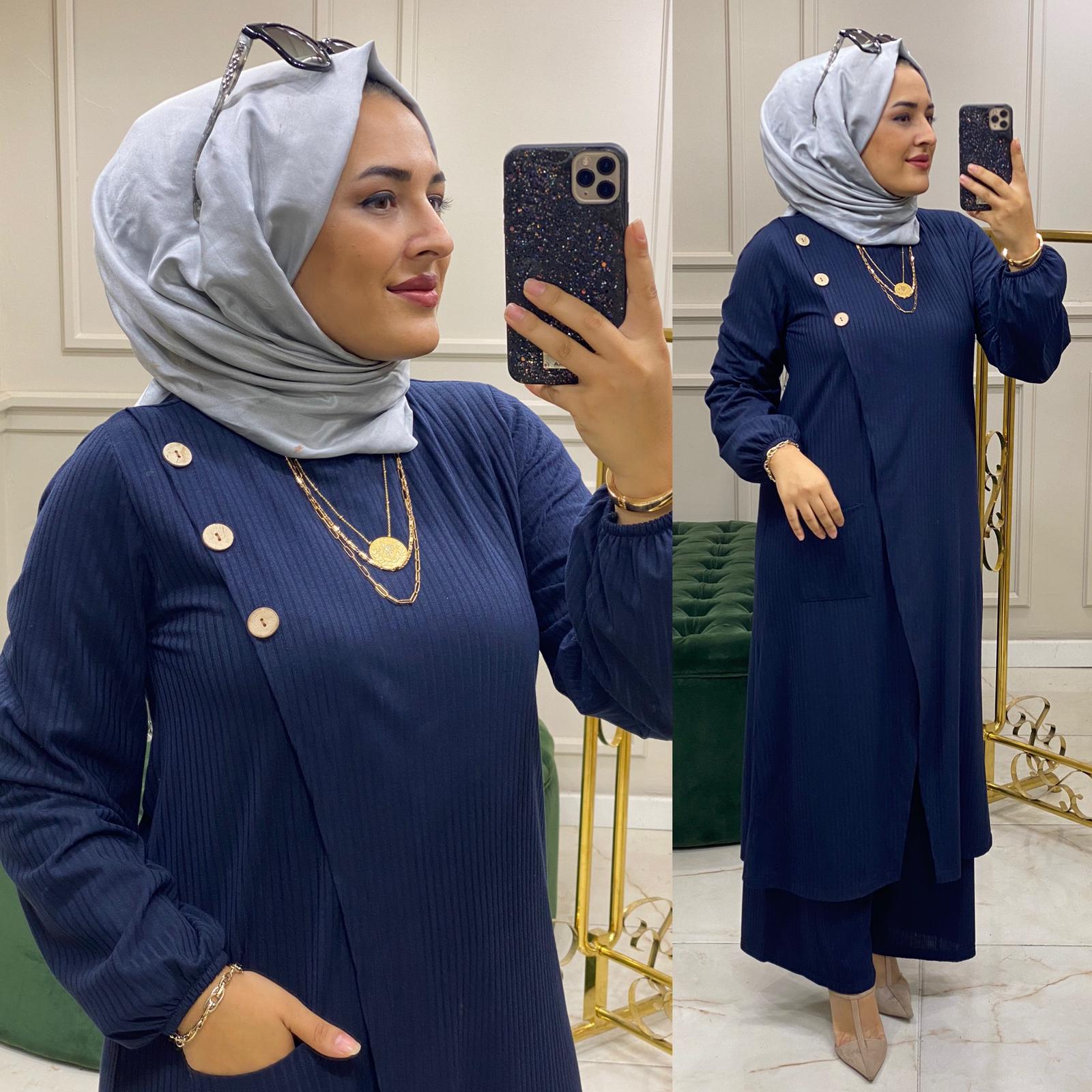 Fitili örme kumaş düğmeli takım - Görsel 7