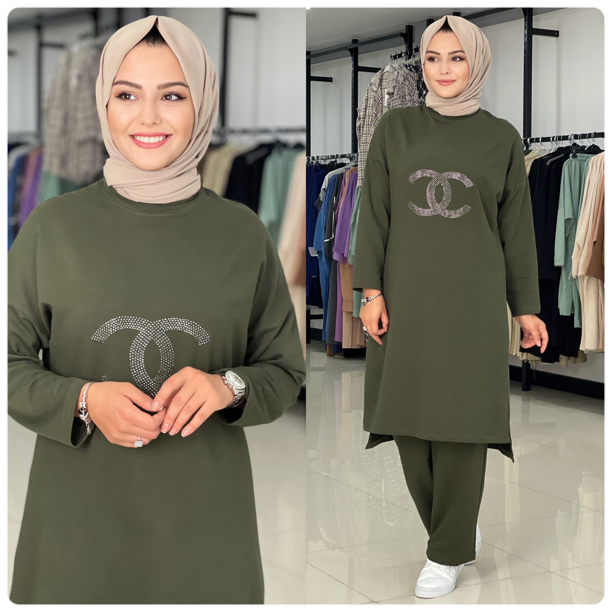 Taş baskılı Nisanur takım - Görsel 3