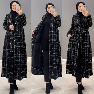 Çizgili kaşe kaban