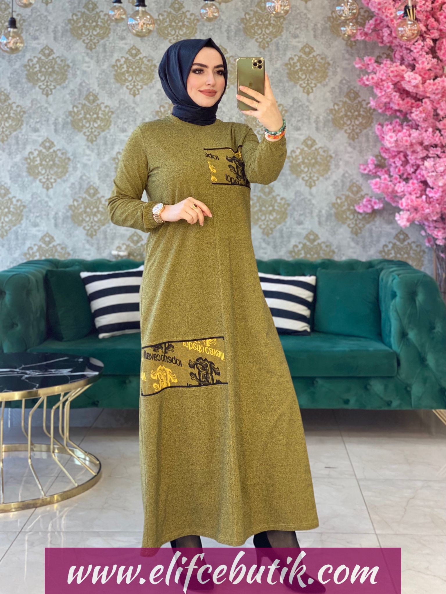 İki iplik kumaş Zehra elbise - Görsel 7