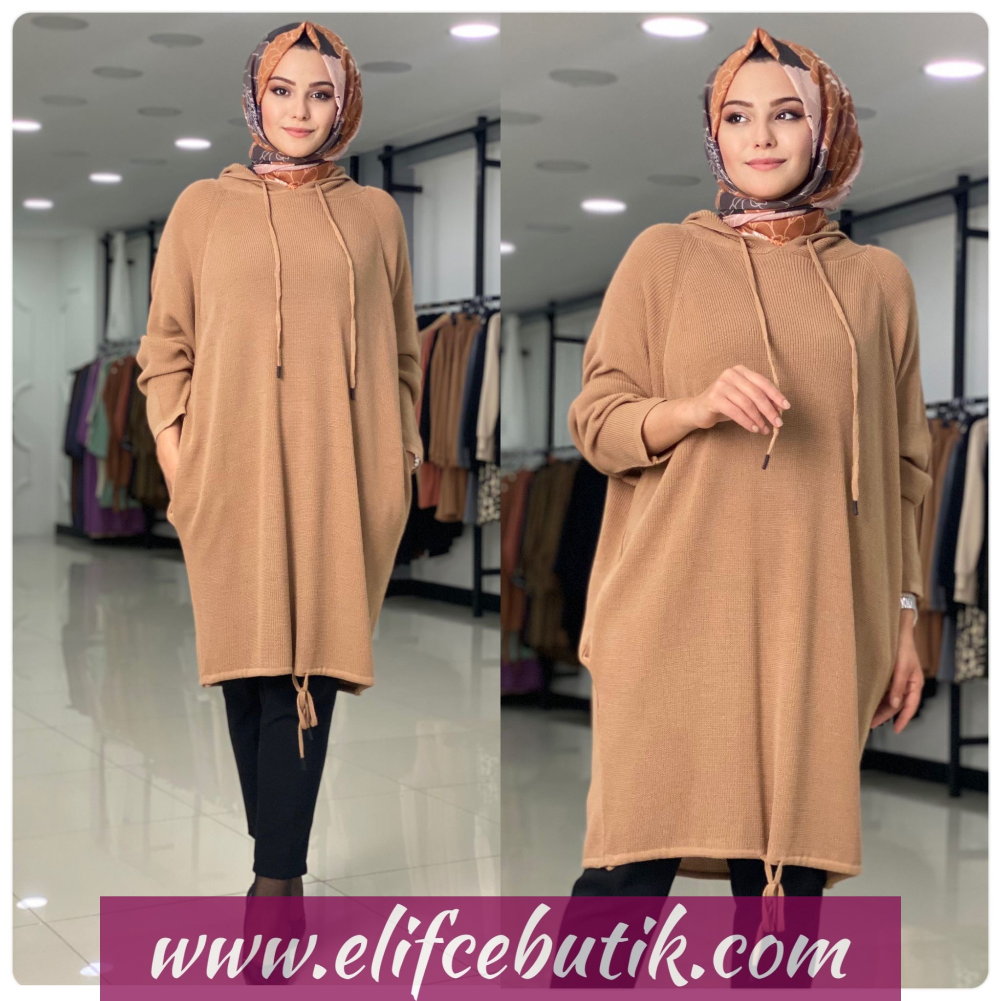 Triko Kapşonlu tunik - Görsel 6