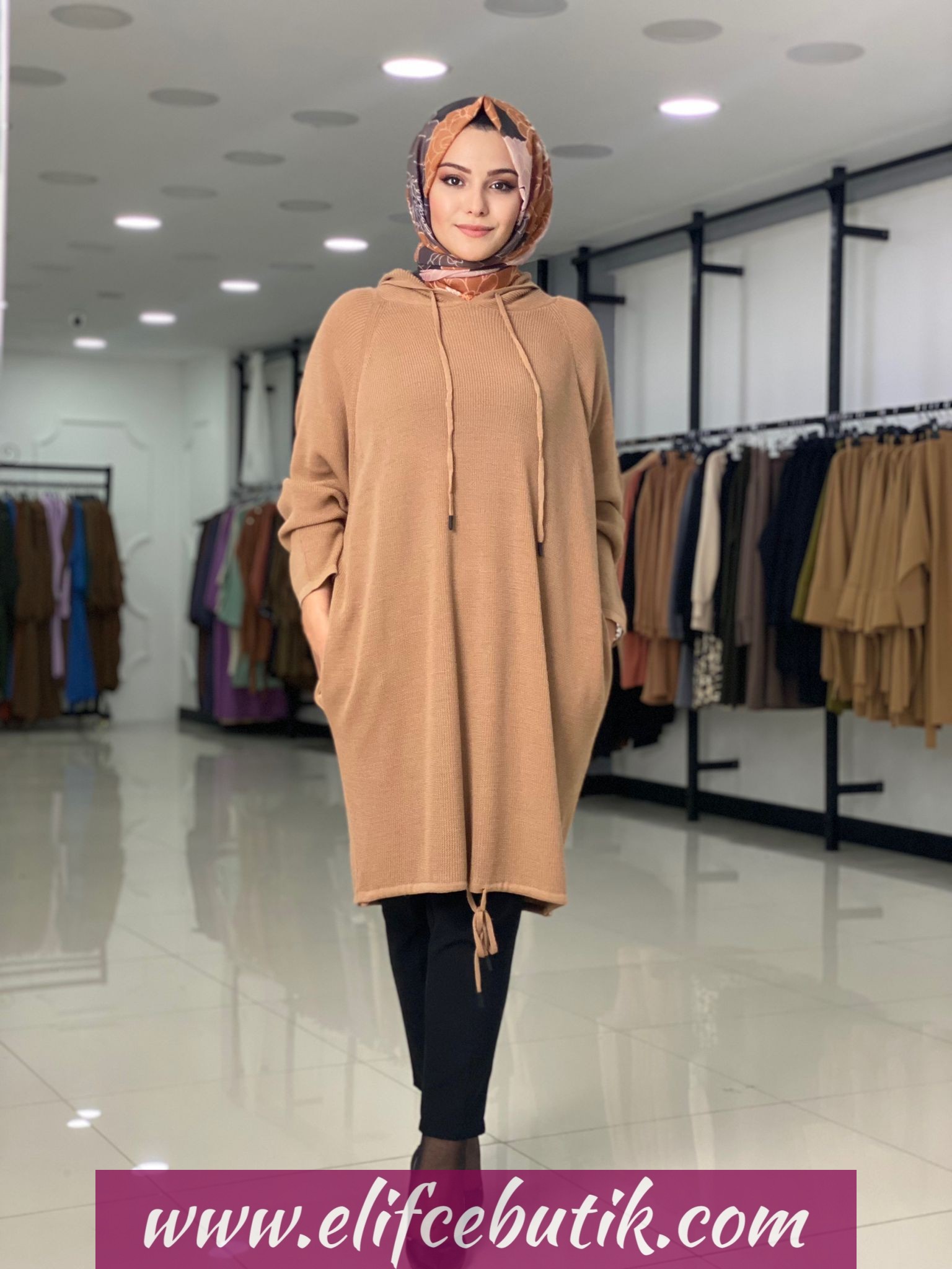 Triko Kapşonlu tunik - Görsel 8