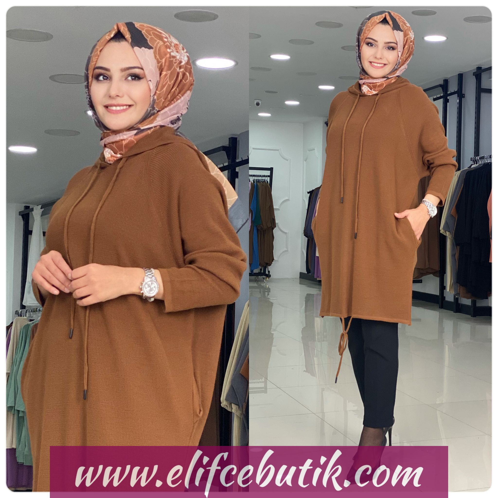 Triko Kapşonlu tunik - Görsel 3