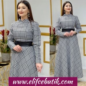 Kaşmir kumaş kazayağı elbise