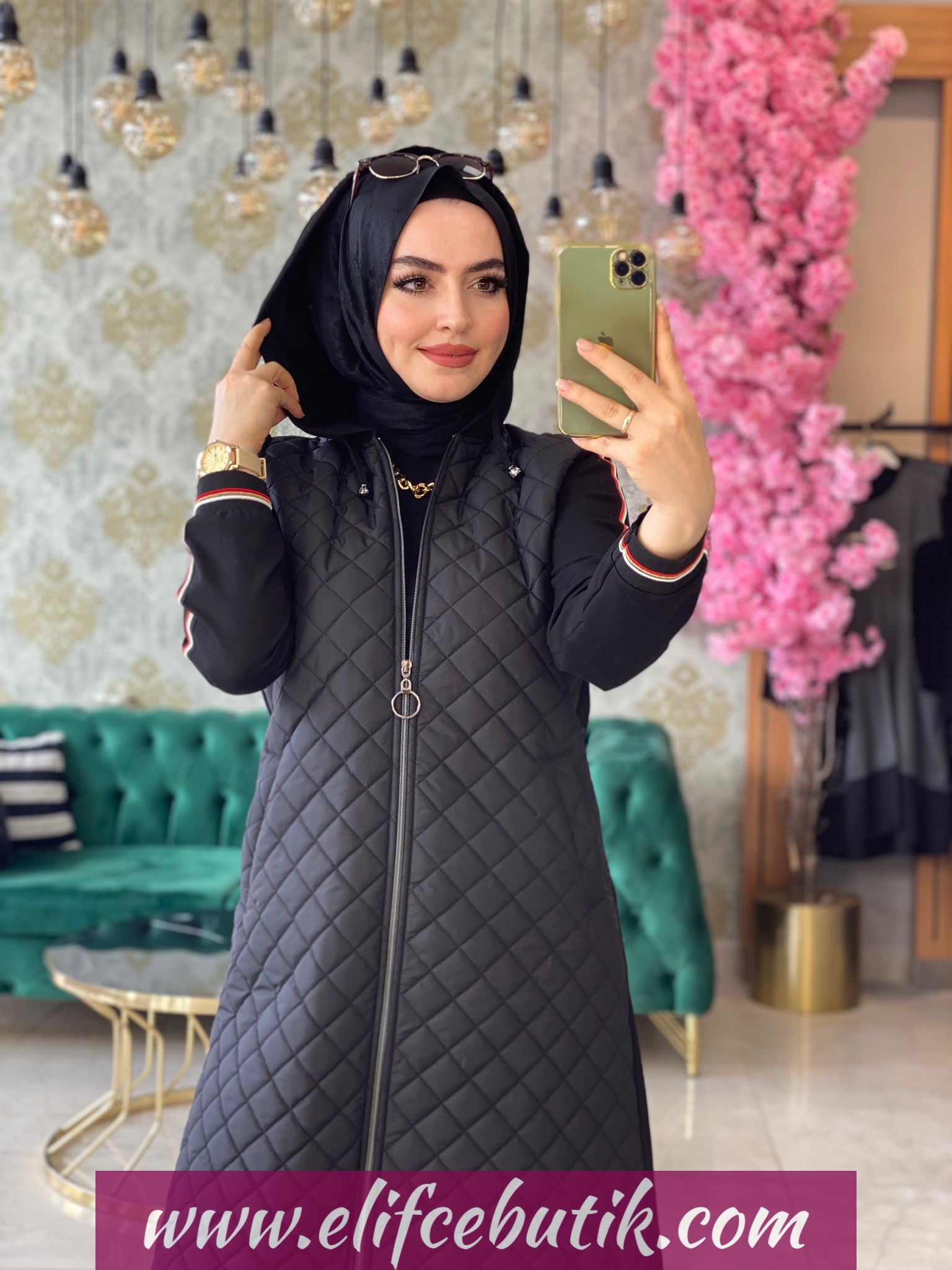 Büyük beden Kapitone kap - Görsel 4
