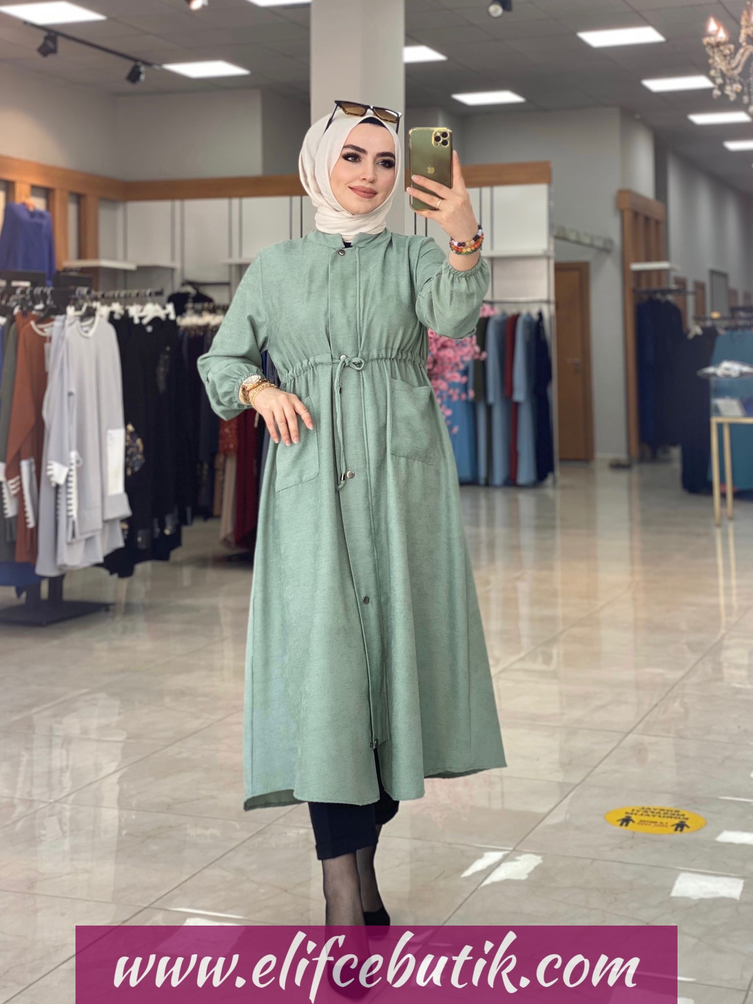 Fitili şoni kumaş büyük beden kap - Görsel 5