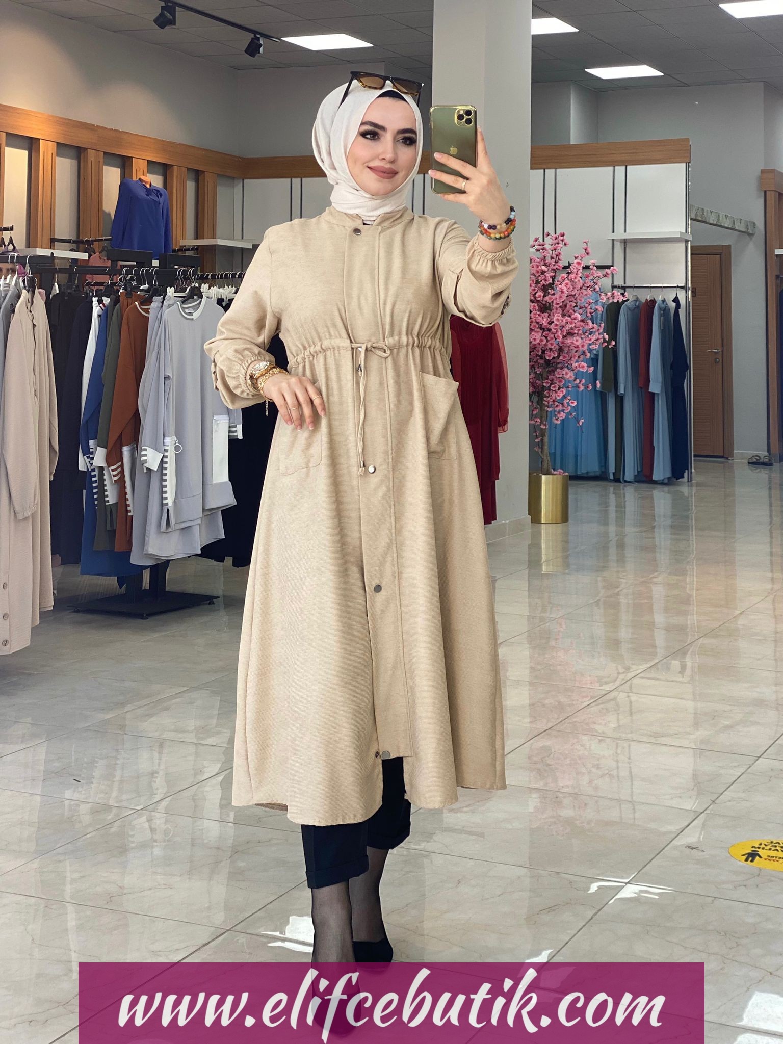 Fitili şoni kumaş büyük beden kap - Görsel 7