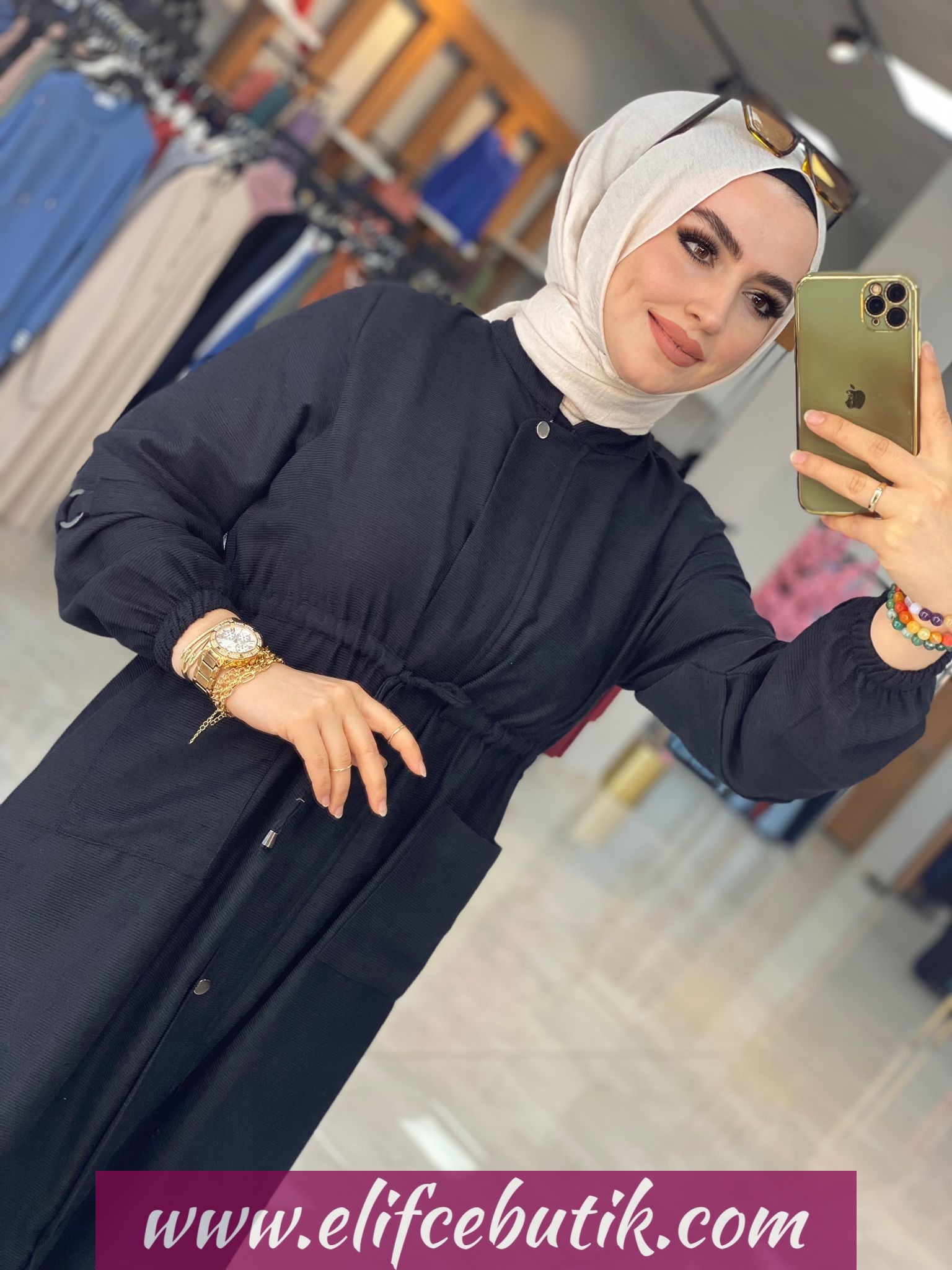 Fitili şoni kumaş büyük beden kap - Görsel 8