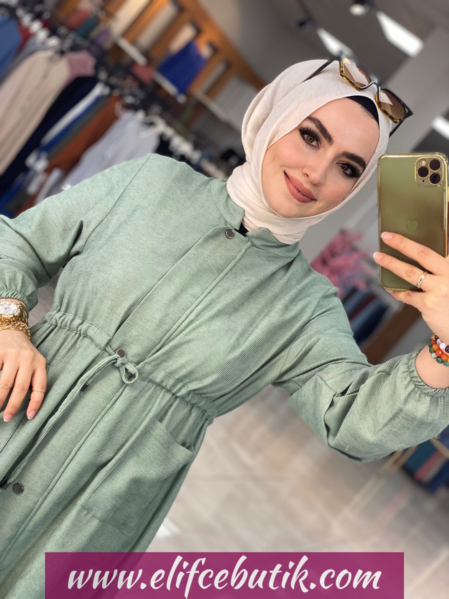 Fitili şoni kumaş büyük beden kap - Görsel 3