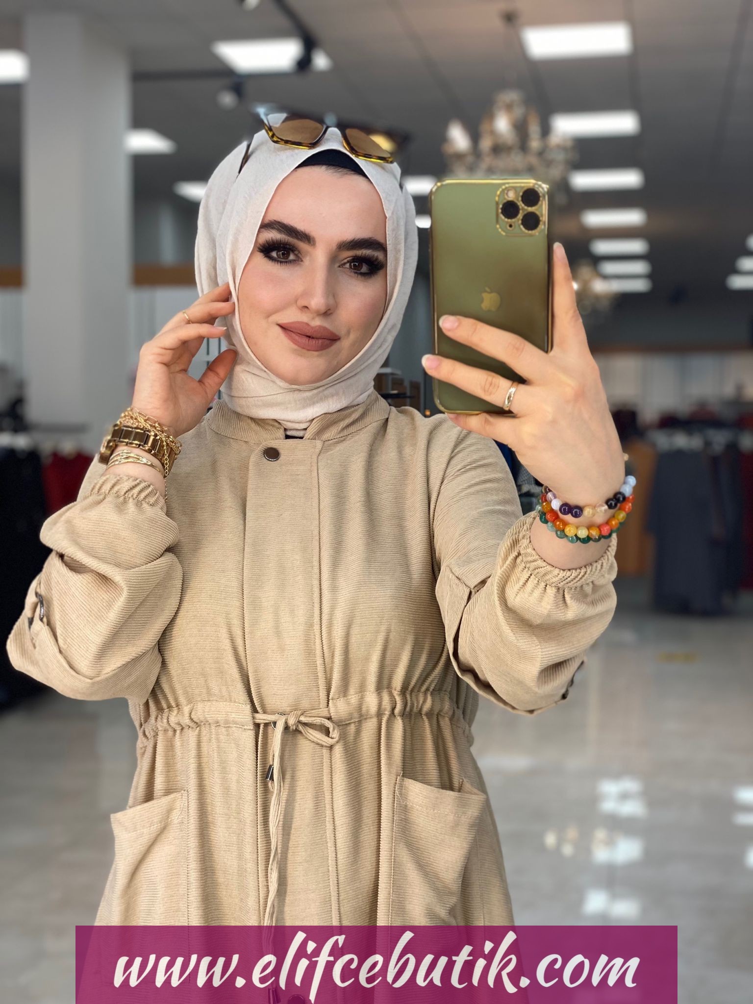 Fitili şoni kumaş büyük beden kap - Görsel 2