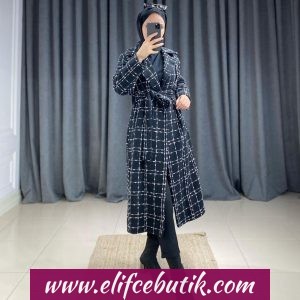 Tuvit kumaş kuşaklı kaban