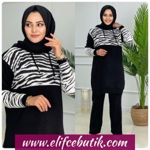 Zebra desenli triko takım