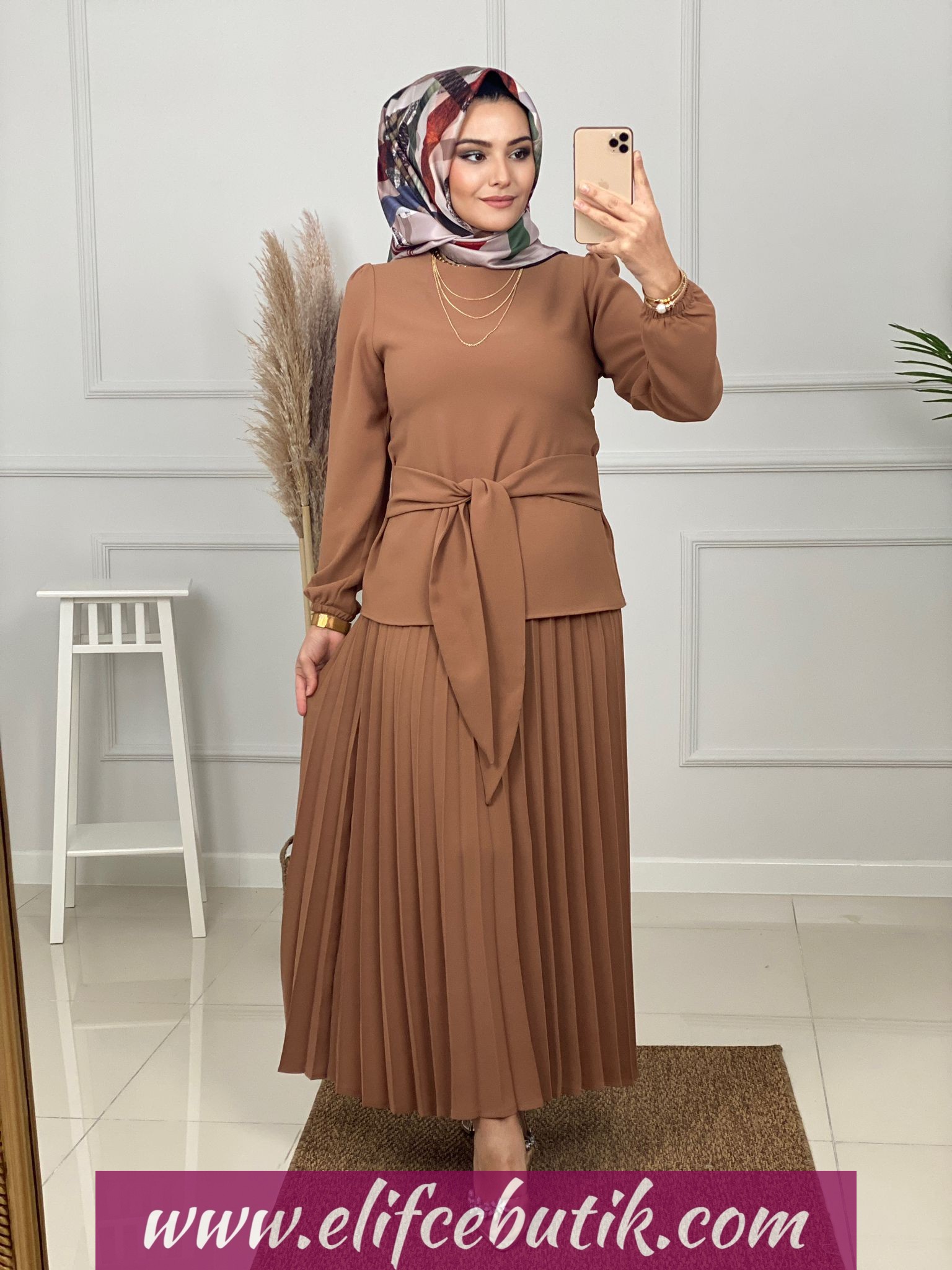 Krep kumaş Funda Etekli takım