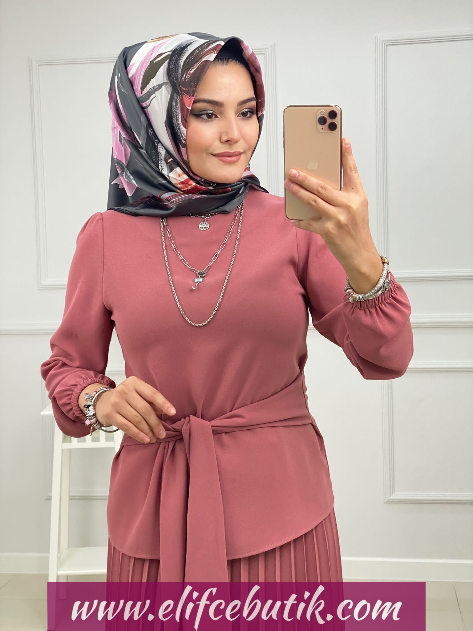Krep kumaş Funda Etekli takım - Görsel 9