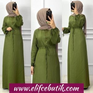 Ayrobin bağcıklı düğmeli elbise