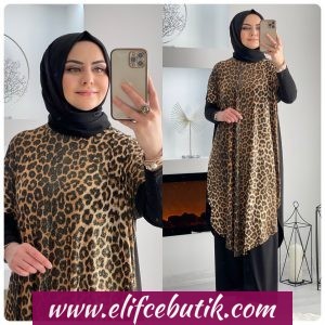 Sandy kumaş leopar desenli takim