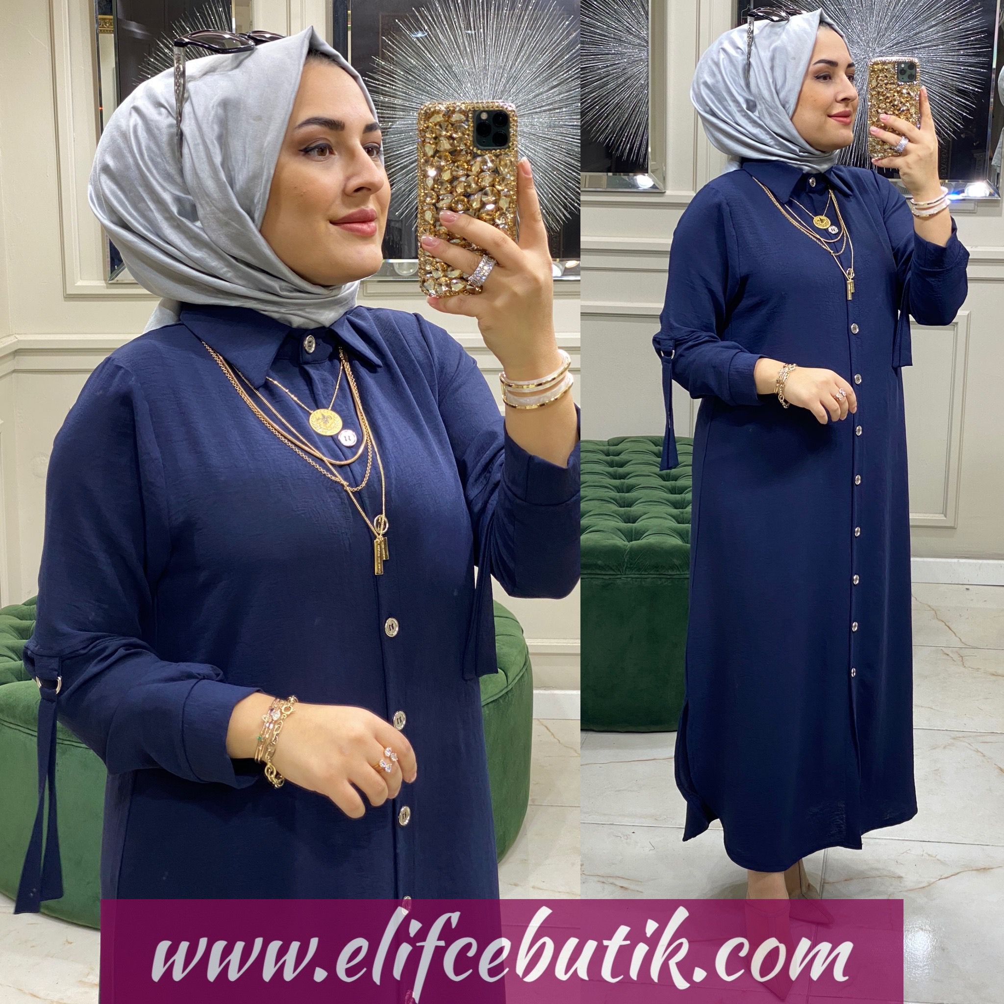 Ayrobin önden düğmeli seda Tunik - Görsel 4