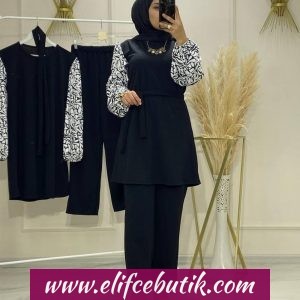 Zara krep kumaş lale takım