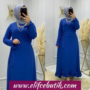 Ayrobin kumaş fırfırlı elbise