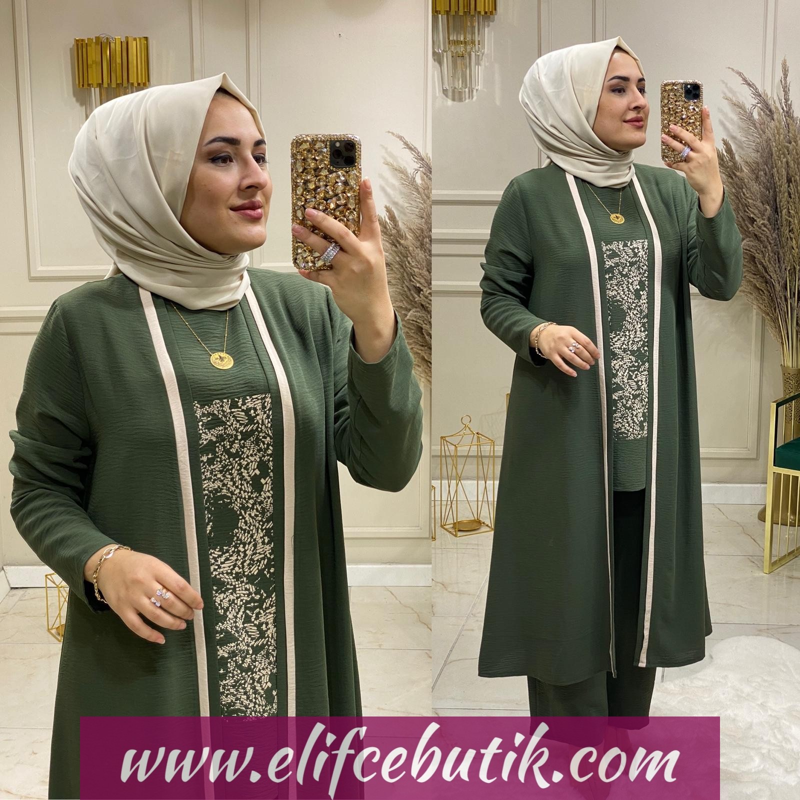 Ayrobin kumaş büyük beden üçlü takım - Görsel 5