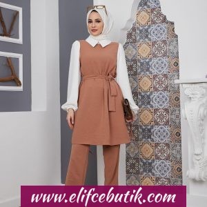 Ayrobin kumaş beli kuşaklı takım