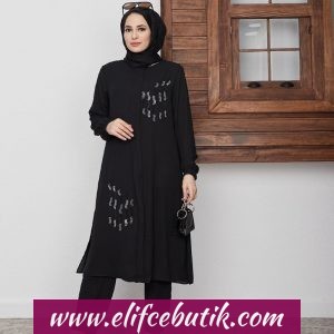 Taş desenli Tunik pantolon takım