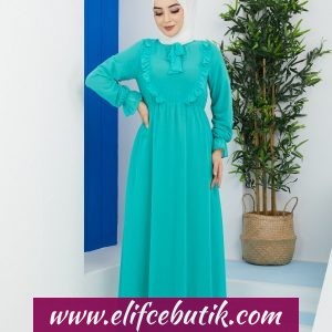Fırfırlı detaylı şifon elbise
