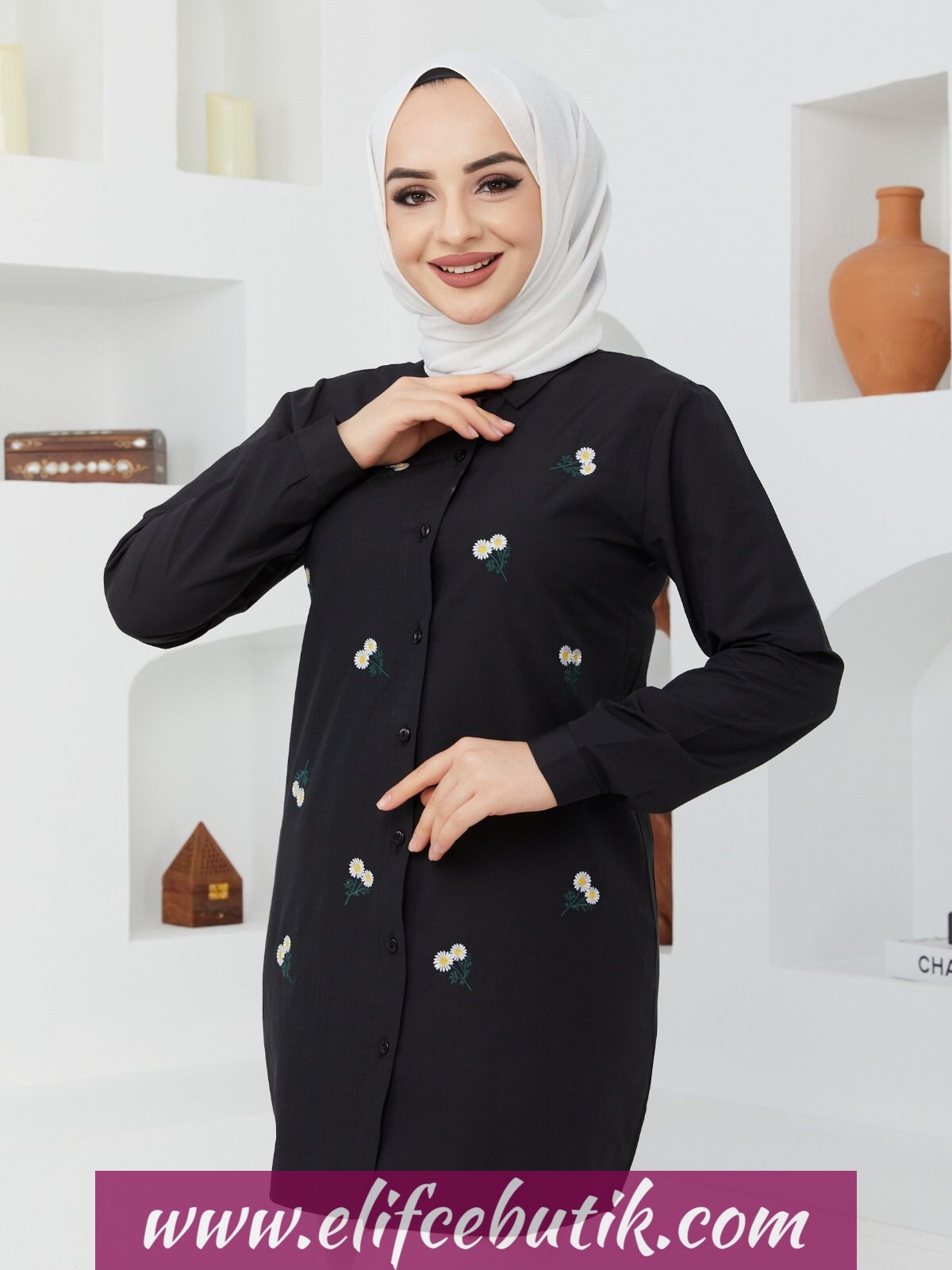 Papatya nakışlı Tunik