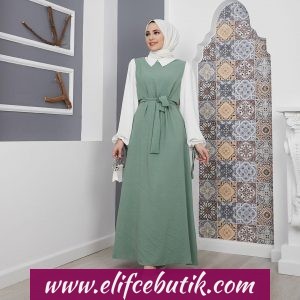 Ayrobin kumaş gömlekli jile elbise