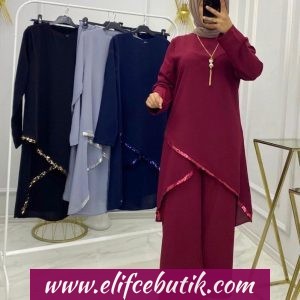 Tunikli pantolonlu Eslem takım