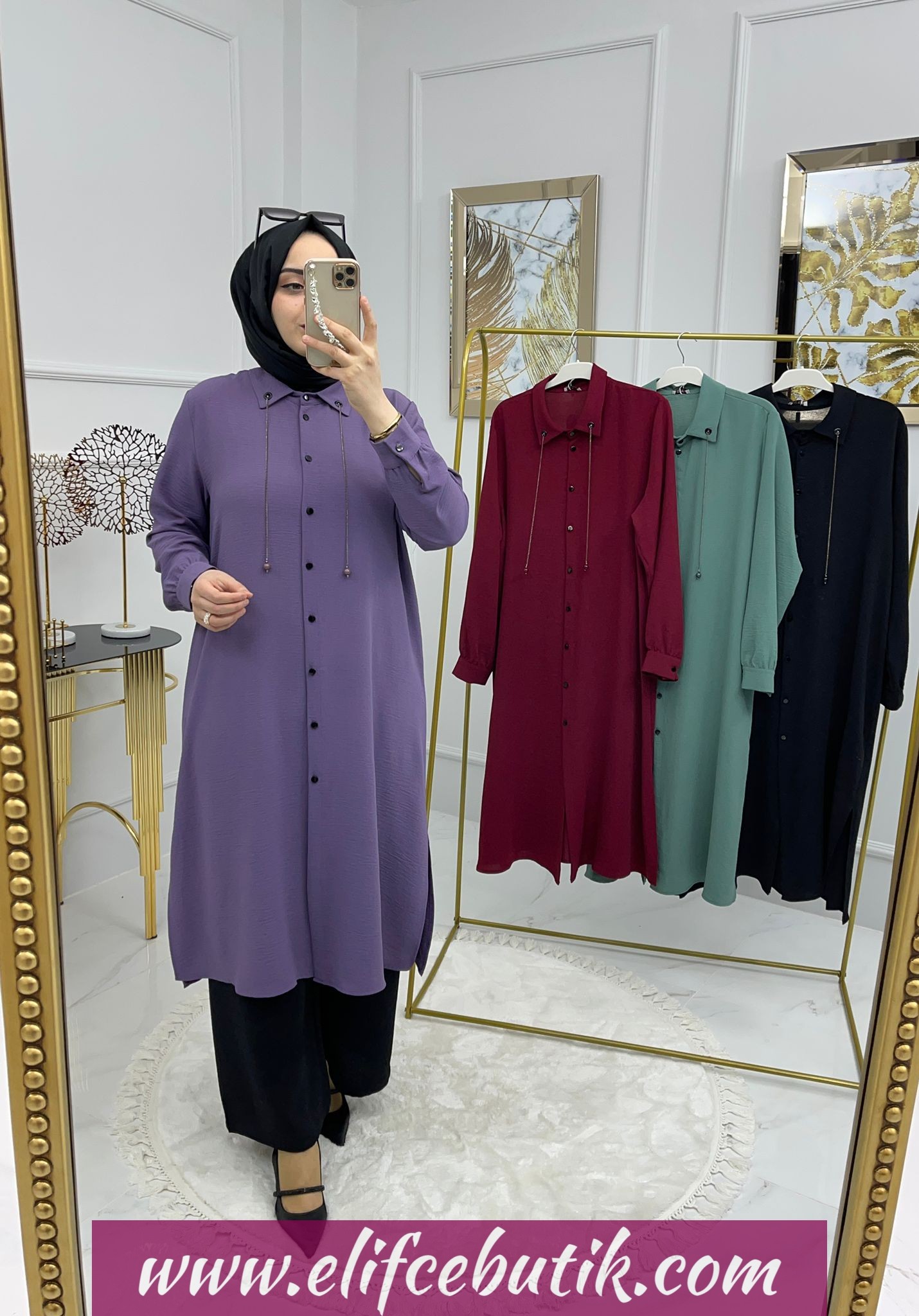 Ayrobin kumaş Firuze Tunik