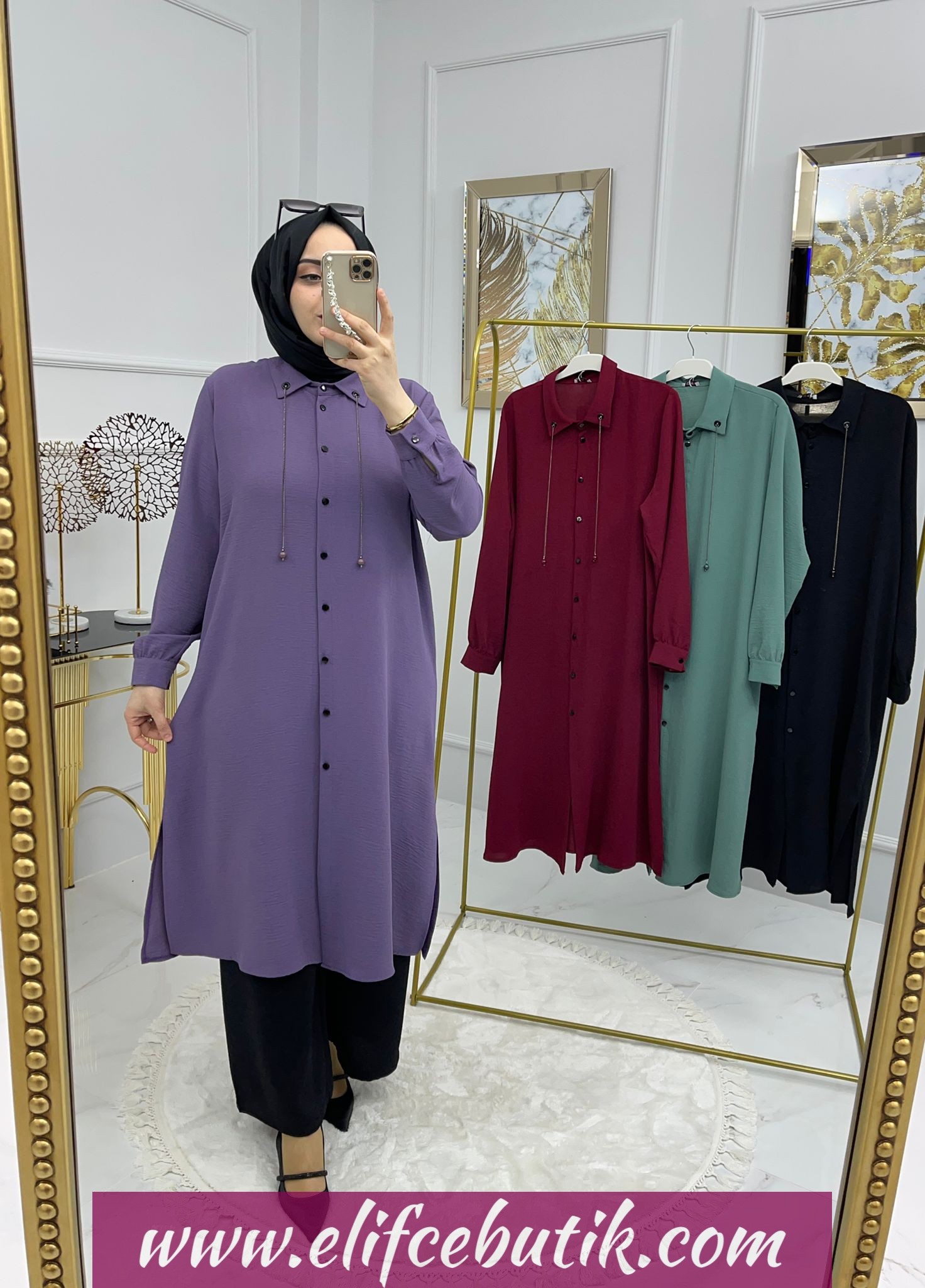 Ayrobin kumaş Firuze Tunik - Görsel 10