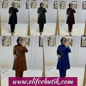 Kristal iki iplik kolları püsküllü takim